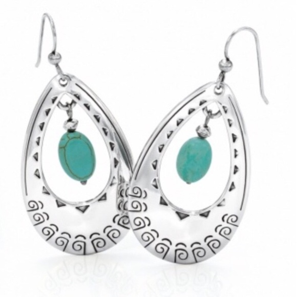 Brighton Santa Fe Turquoise Silver Earrings
